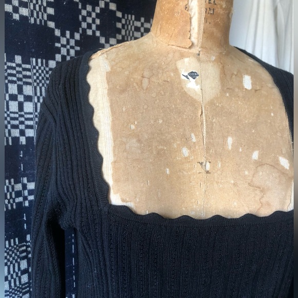 J Crew scallop square neck long sleeve cotton sweater - Picture 3 of 4